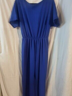 Women's Royal Blue Short-Sleeve Maxi Dress